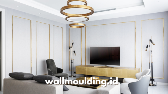 Variasi Wall Moulding dengan Plat Stainless untuk Dekorasi Dinding Modern